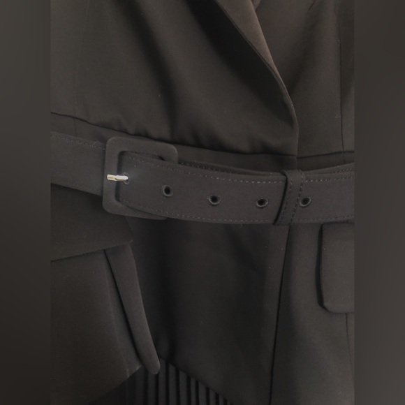 Self-Portrait Tailored Crepe and Chiffon Midi Dress in Black - Picture 11 of 16